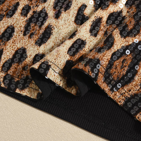 Party vest leopard print sequin tank top: Pink / S