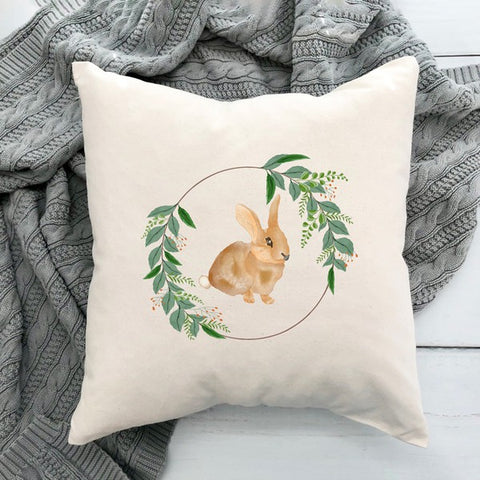 Easter Bunny Floral Frame Pillow Cover