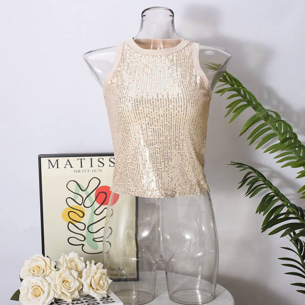 Party vest leopard print sequin tank top: Pink / XL