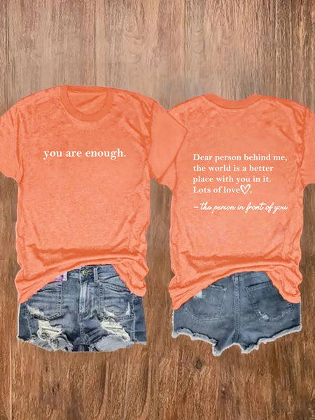 You are enough slogan basic short sleeve t-shirt: Green / L