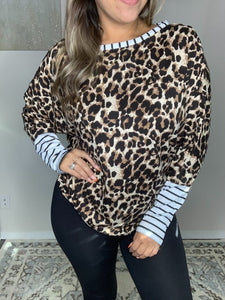 Ms. Audra Leopard Striped Top