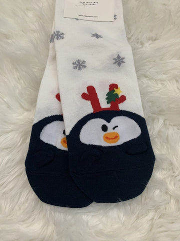 Snowflake Blue Penguin Socks